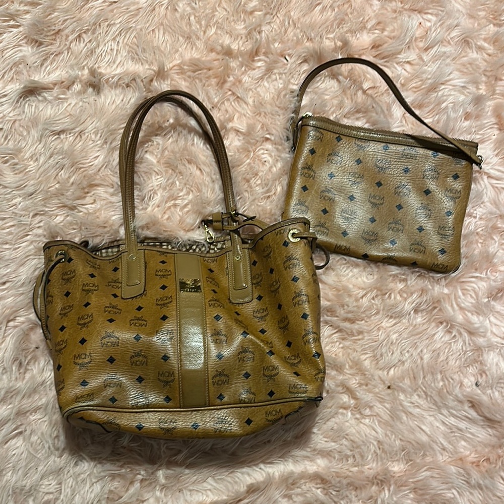MCM Women's Tan Leather Bag Set